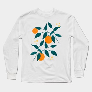 teal orange tree branches Long Sleeve T-Shirt